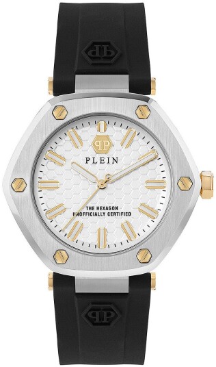 Philipp Plein Dameklokke PW1BA0223 The Hexagon Hvit/Gummi Ø38 mm