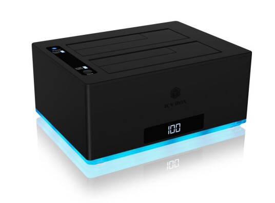 ICY BOX IB-127CL-U3 Harddisk Dokkingstasjon for 2,5"/3,5" SATA med RGB Svart