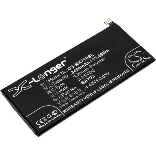 Meizu Batteri (3400 mAh 3.85 V, Sort) passende til MeiZu Pro 7 Plus