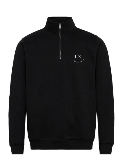 Clean Cut Copenhagen Patrick Half-Zip Sweatshirt - Black - XXL
