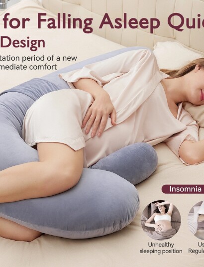 Momcozy F Shaped Air Layer Pregnancy Pillow Grey