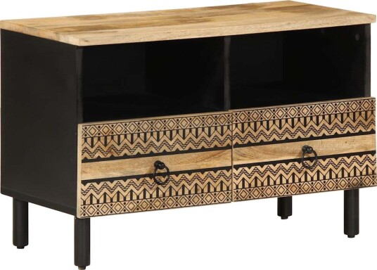 TV benk svart 70x33,5x46 cm grovt heltre mangotre