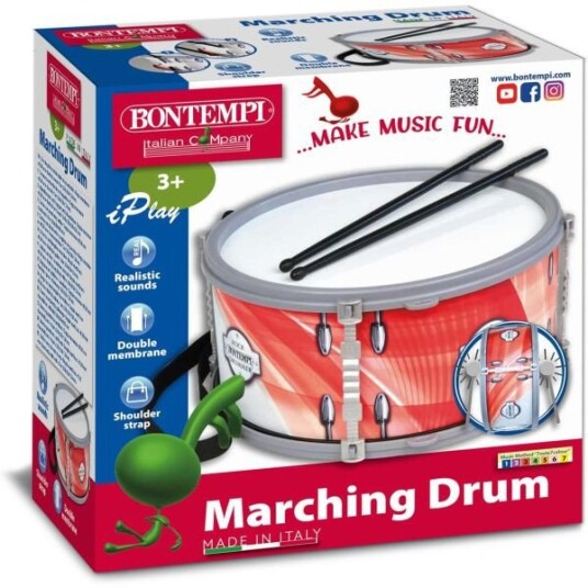 Bontempi Marsjtromme Leke 25cm tromme med skulderrem 3+ Bontempi Marsjtromme Leke 25cm tromme med skulderrem 3+