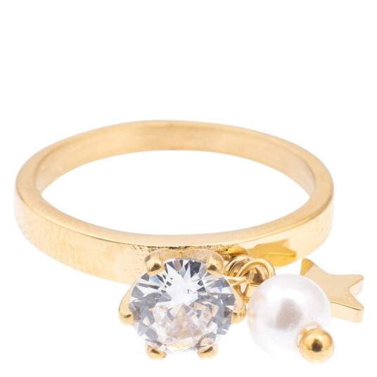 DARK Single Crystal Ring With Charm Crystal Size 4 DARK Single Crystal Ring With Charm Crystal Size 4