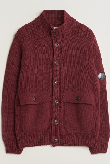 C.P. Company Heavy Lambswool Cardigan Burgundy