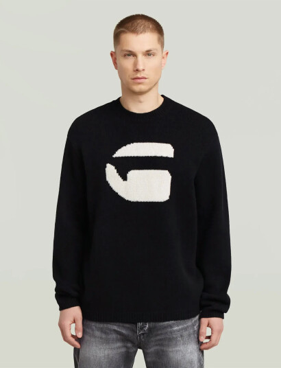 G-Star G Logo Relaxed R Knit - Black - XL G-Star G Logo Relaxed R Knit - Black - XL