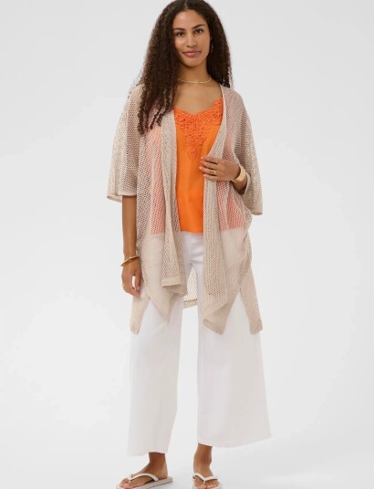 Cream Crgert Knit Cardigan Beige ONE SIZE