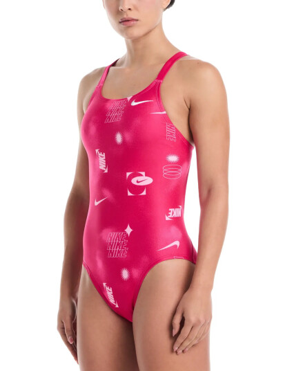 NIKE SWIM Nike Hydrastrong Multi Print Fastback One Piece - Pink - 40 NIKE SWIM Nike Hydrastrong Multi Print Fastback One Piece - Pink - 40