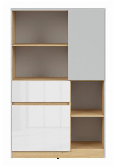 Leokkol Bokhylle 80 cm Hvit|Tre/natur|Grå Leokkol Bokhylle 80 cm Hvit|Tre/natur|Grå