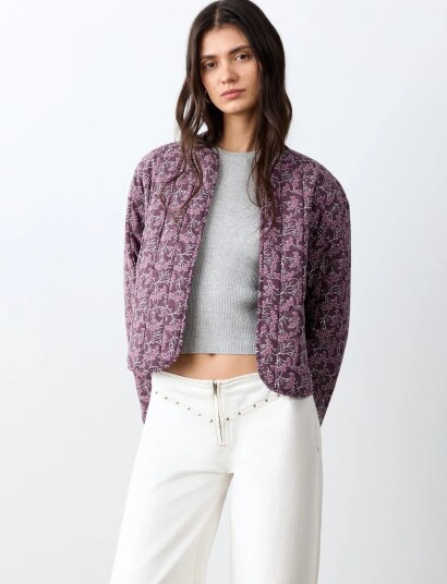 Mango Reversible Printed Quilted Jacket   Purple   XS