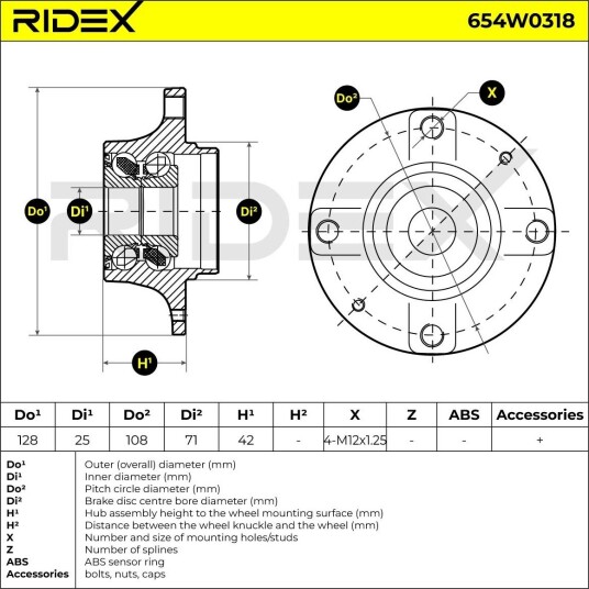 RIDEX 654W0318 Hjullager RIDEX 654W0318 Hjullager