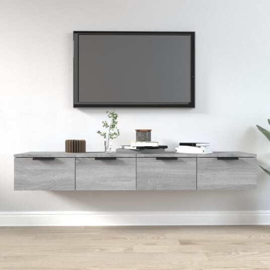 vidaXL Veggskap 2 stk gr? eik 68x30x20 cm konstruert tre vidaXL Veggskap 2 stk gr? eik 68x30x20 cm konstruert tre