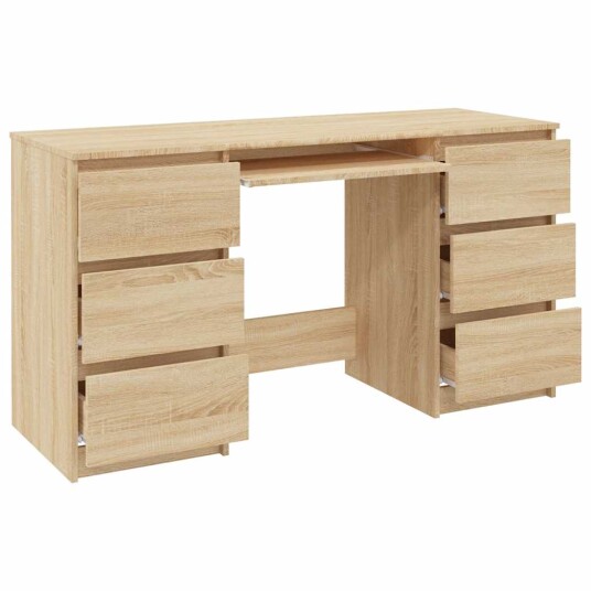 vidaXL Skrivebord sonoma eik 140x50x77 cm sponplate