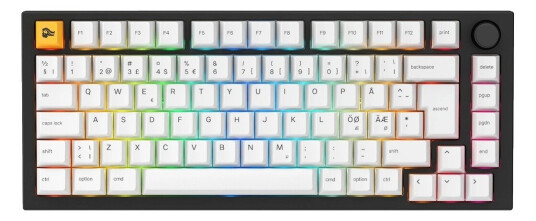 Glorious GMMK PRO 75% Pre-built ISO - Nordisk - Black - Gamingtastatur - Uten numpad - Nordisk - Hvit