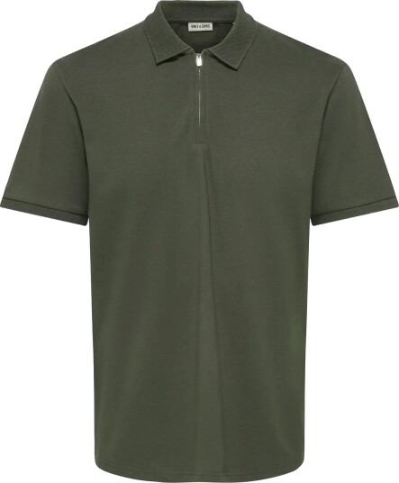ONLY & SONS Onscory Reg Ss Halfzip Polo Frml Tee Khaki green XL