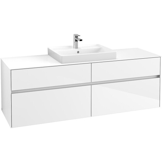Villeroy & Boch Collaro Servantskap med 4 skuffer 160x50x54,8 cm u/lys Hvit Høyglans Villeroy & Boch Collaro Servantskap med 4 skuffer 160x50x54,8 cm u/lys Hvit Høyglans