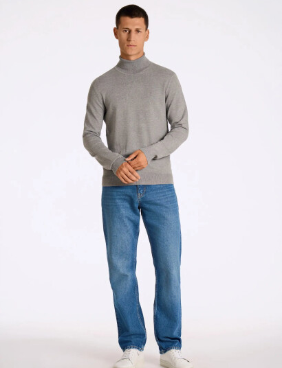Lindbergh Ecovero L/S Roll Neck Knit - Grey - XL