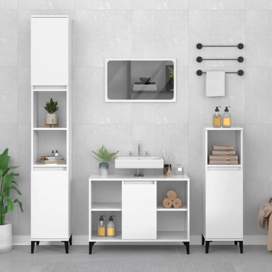 vidaXL Servantskap høyglans hvit 80x33x60 cm konstruert tre vidaXL Servantskap høyglans hvit 80x33x60 cm konstruert tre