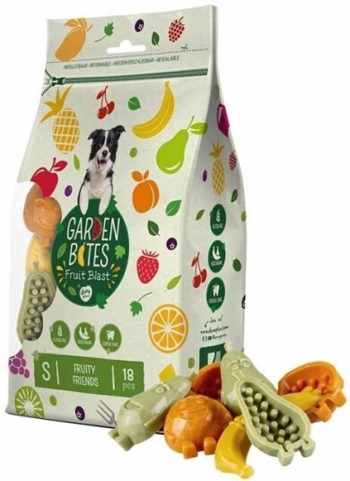 Garden Bites Veganske Tyggebiter Fruity Friends S - 100% Vegetariske Snacks for Hund Garden Bites Veganske Tyggebiter Fruity Friends S - 100% Vegetariske Snacks for Hund