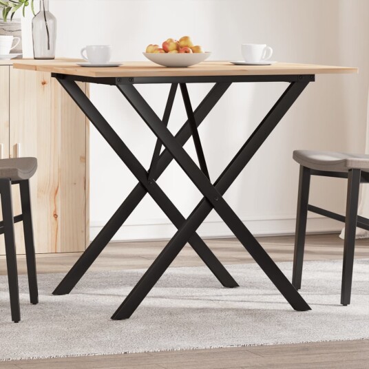 Salongbord X-ramme 80x80x75 cm heltre furu og støpejern 3282695