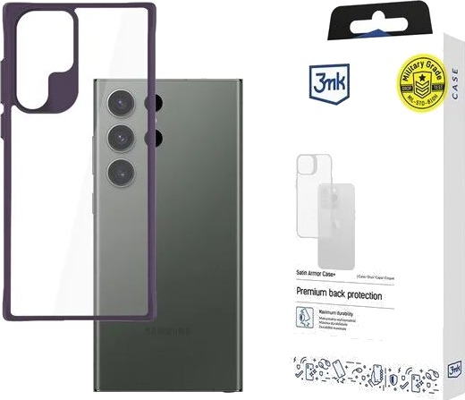 3mk Satin Armor Case+ Purple for Samsung Galaxy S24 Ultra Transparent