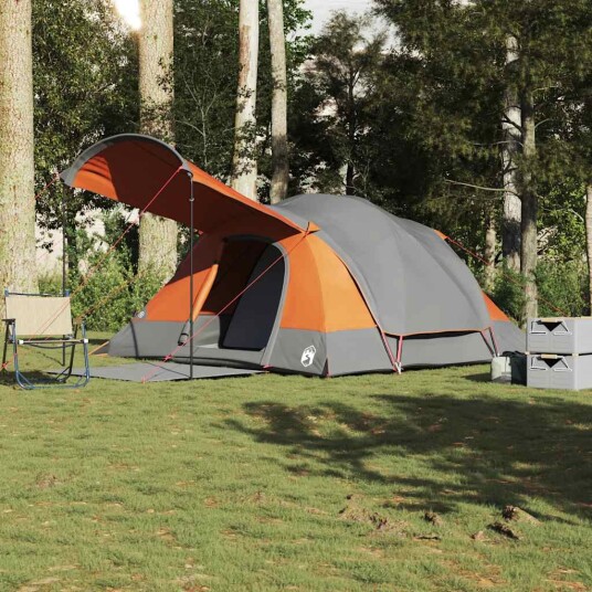 Tunneltelt for camping 8 personer grå og oransje vanntett Tunneltelt for camping 8 personer grå og oransje vanntett