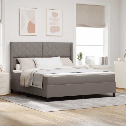 vidaXL Boksfjær Seng med pute Gråbrun 200 x 180 cm stoff