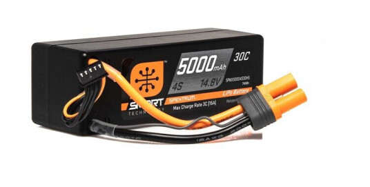Spektrum 14.8V 5000mAh 4S 30C Smart LiPo Hardcase Battery IC5