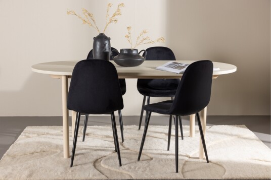 Venture Home Andy Spisegruppe 180 cm Oval med 4 Polar stoler Whitewash/Sort