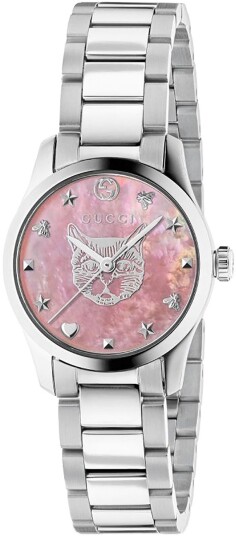 Gucci Dameklokke YA1265013 G Timeless Rosa/Stål Ø27 mm