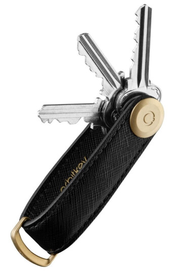 Orbitkey Saffiano Leather Key Organiser -Avainlenkki, Musta/Kulta