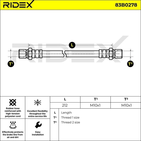RIDEX 83B0278 Bremseslange