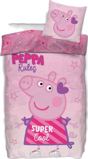 Peppa Gris sengetøy Peppa Gris 'Peppa rules' Vendbart dynetrekk 100% bomullssengesett Peppa Gris sengetøy Peppa Gris 'Peppa rules' Vendbart dynetrekk 100% bomullssengesett