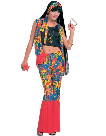 Komplett Hippiekostyme til Dame Strl XL