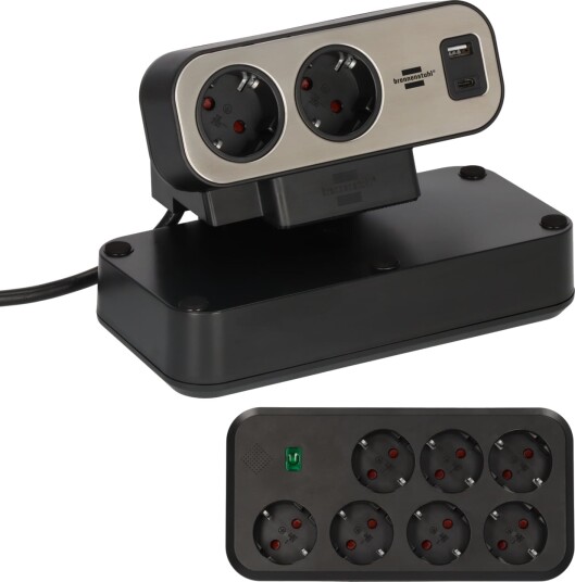 Brennenstuhl Estilo Duplex Grenuttak Med Overspenningsvern 1x USB-C 1x USB-A 9 Stikkontakter