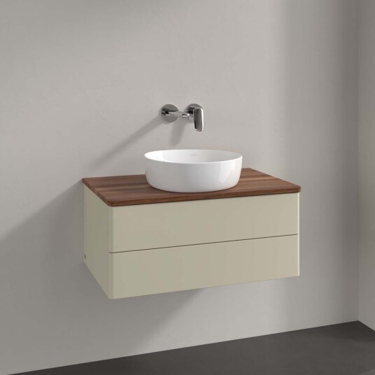 Villeroy & Boch Antao Servantskap med 2 skuffer 80x50x36 cm u/lys Grå Matt/Valnøtt Villeroy & Boch Antao Servantskap med 2 skuffer 80x50x36 cm u/lys Grå Matt/Valnøtt