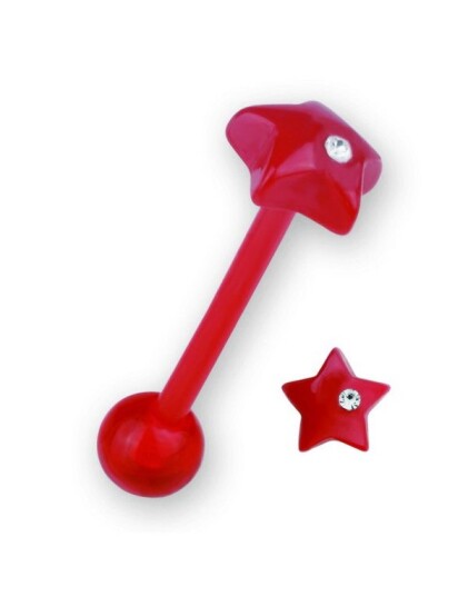 Star With Stone Red Tungepiercing