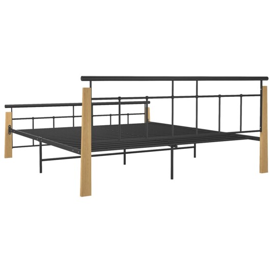 vidaXL Sengeramme metall og heltre eik 180x200 cm