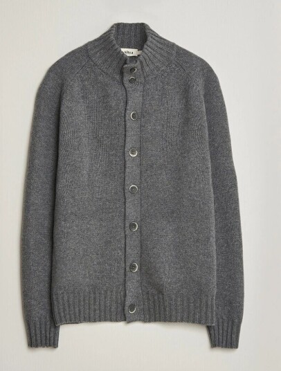 Altea Raglan Sleeve Buttoned Cardigan Grey Melange