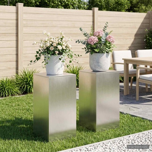 vidaXL Planteholder 2 pcs Sølv 40 x 40 x 80 cm Stål