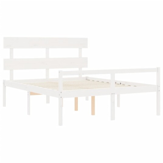 vidaXL Sengeramme med hodegavl hvit 160x200 cm heltre