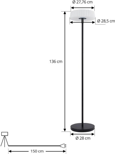 Lindby LED-gulvlampe Samine svart metall dimbar