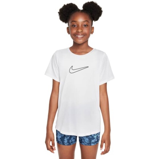 Nike Dri FIT One Fitted Short Sleeve Jente White/Black M (10 12)