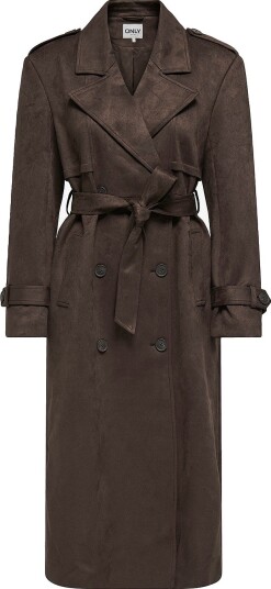 Only Trenchcoat Onlina Long Faux Suede Brun