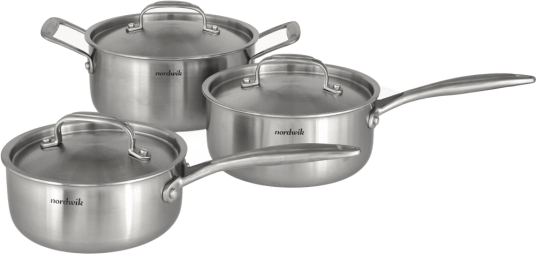 Nordwik grytesett 3 ply 3 deler 1,5 l 2 l 3 l Nordwik grytesett 3 ply 3 deler 1,5 l 2 l 3 l