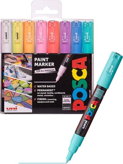 POSCA PC-1M Marker Pastel 8 vannbaserte tusjer 0,7-1 mm