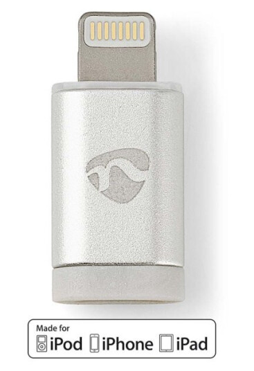 Nedis Lightning Adapter | Apple Lightning 8-Pinners | USB Micro-B Hun | Gull belagt | Rund | Aluminium