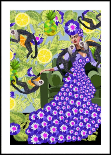 Tropical Woman with Monkeys Plakat / 21x30