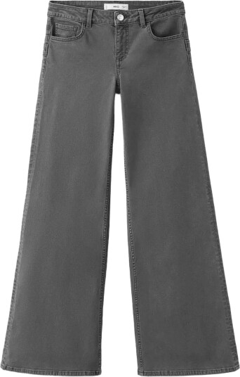 Mango Teen Wide Leg Jeans With Star Seam - CHARCOAL - 32