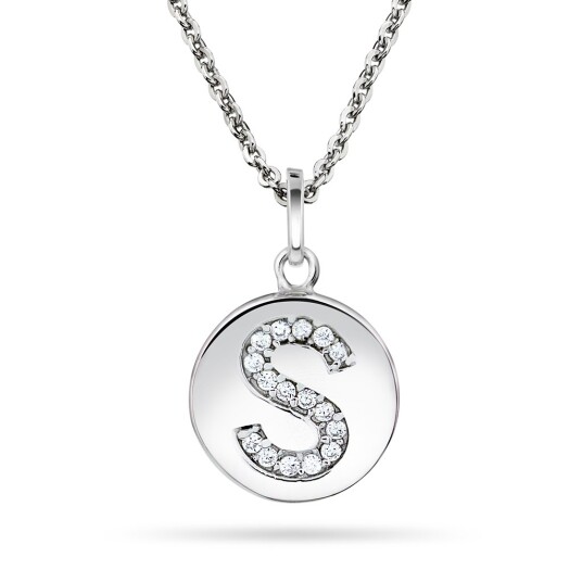 Pan Jewelry, Anheng i sølv med zirkonia bokstav S Pan Jewelry, Anheng i sølv med zirkonia bokstav S